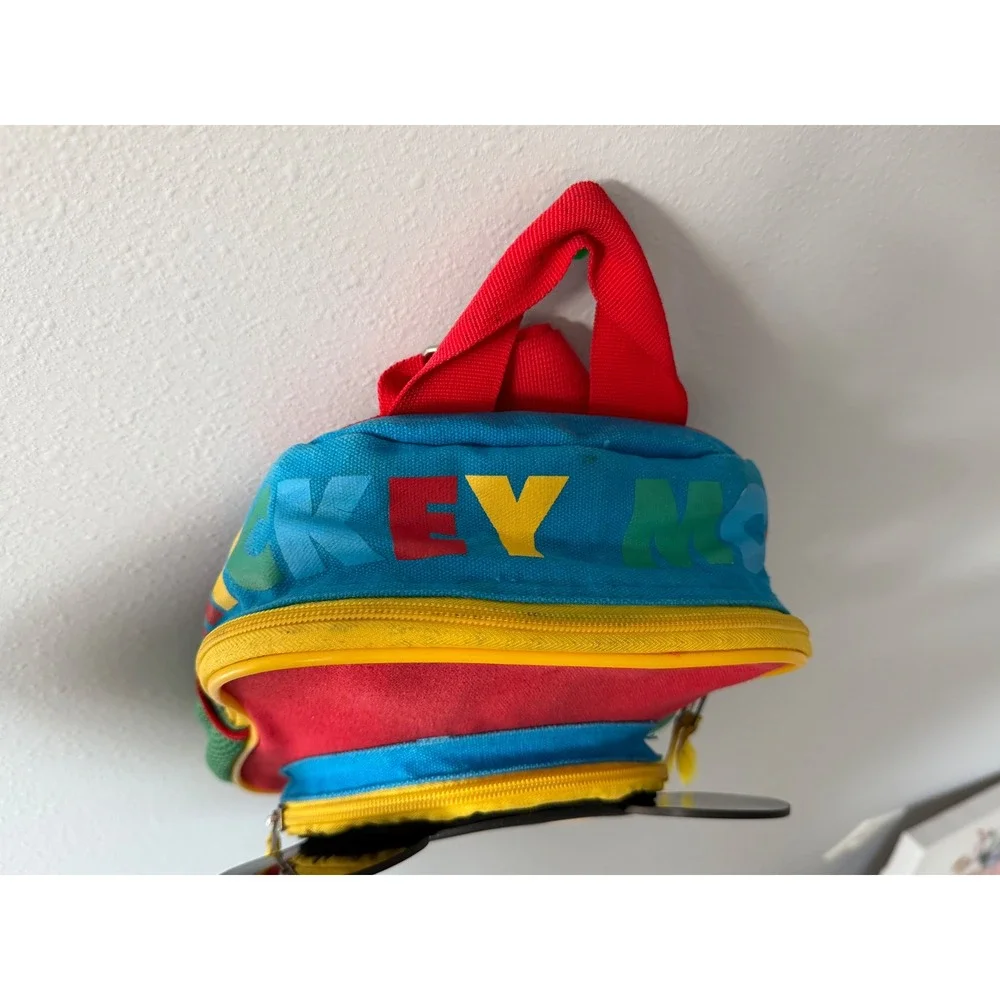 Disney Mickey Mouse Vintage Mini Backpack Red Blue Yellow Colorblock Kids Bag